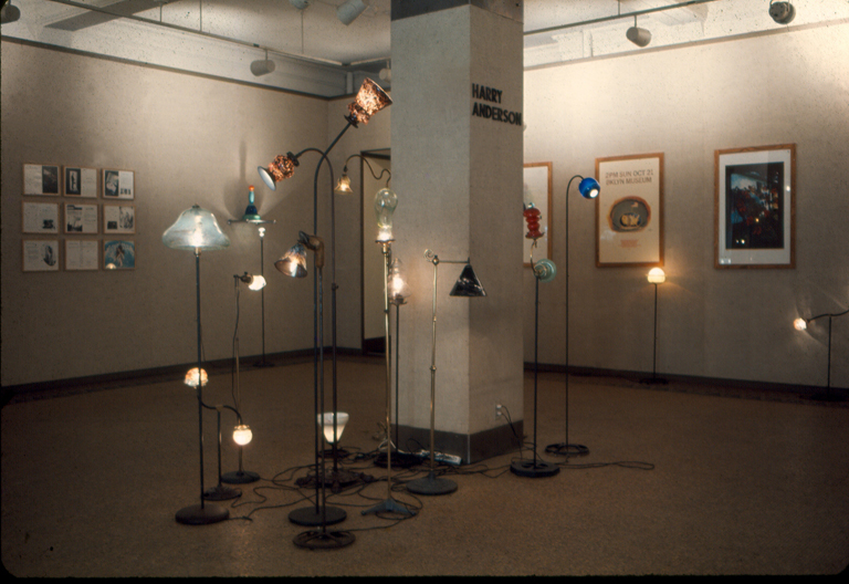 Andersons exhibition at the Academy of Fine Arts Peale House galleries included the artists early light sculptures, silk screens, photographs and installations 